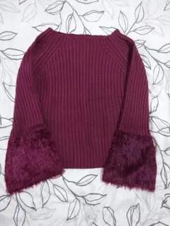 ニット 紫 ワインレッド Mサイズ