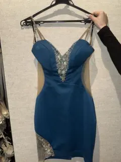 ANGEL R Vネックビジュー装飾ドレス