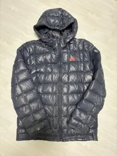 adidas フェザー10%ダウンジャケット ネイビー フード付き軽量保温