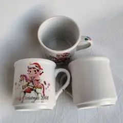 不二家 ペコちゃん マグカップ 3個セット 2008年 クリスマスデザイン