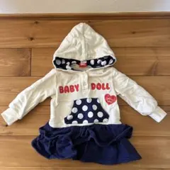BABY DOLL フード付きワンピース 80