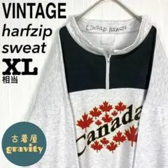 US古着☆ハーフジップ スウェット　カナダ　バイカラー　ヴィンテージ