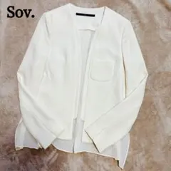 【美品/Sov.】ノーカラージャケット/ホワイト/セレモニー/式/七五三