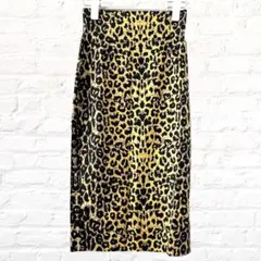 ロングスカート タイトスカート ヒョウ柄 バックスリット ハイウエスト 日本製