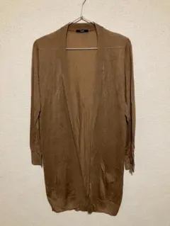 【極美品】アーバンリサーチロッソ シルク・ウール混 ロングカーディガン 茶 Fのサムネイル