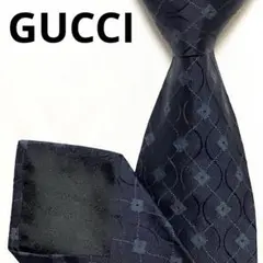 GUCCI グッチ ネクタイ G柄 ネイビー系 ジャガード シルク100%