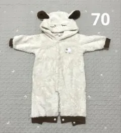 羊デザイン 着ぐるみ フリースロンパース ベビーアウター 冬 おでかけ 70