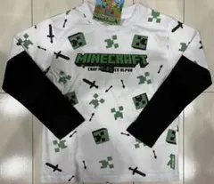 新品　150cm マイクラ　総柄　長袖Tシャツ　白
