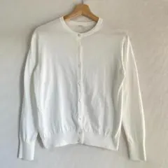 ユニクロ UVカット クルーネック 長袖カーディガン ホワイト M