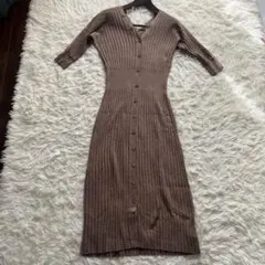 FRAY I.D（フレイアイディー） ウールカシミヤ リブニットワンピース