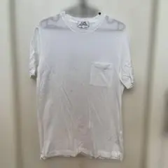 HERMES エルメス 鹿の子 クルーネック ポケット 半袖 Tシャツ　白　M