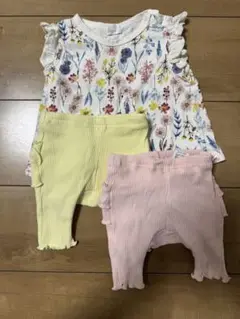 【美品】Combi 花柄トップス フリルパンツセット 80cm