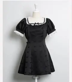 piumチョーカーリボンバイカラーカットワンピース ブラック×ギンガム