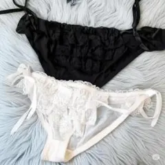 フリルレース　下着セット　紐パン