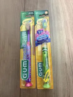 GUM Crayola キッズ用歯ブラシ 2本セット ライト付き