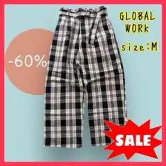 最終価格❣️新品 グローバルワーク チェック柄 ワイドパンツ ギンガムチェック　M