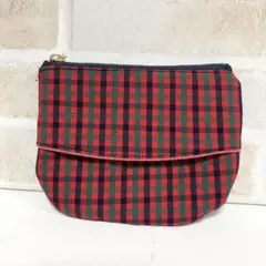 ティッシュ　ポーチ　ファミリア　赤　チェック　ハンドメイド