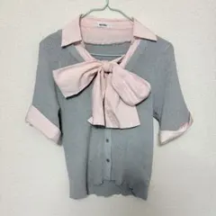 ナイスクラップ NICE CLAUP ビッグリボンドッキングニット ピンク