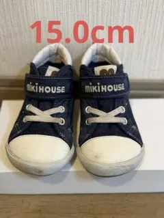 ミキハウス　スニーカー　靴　サイズ15センチ　ネイビー　デニム