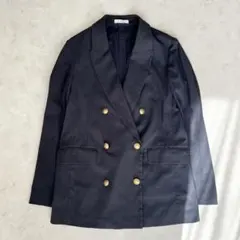 PLST プラステ リネンブレンドダブルジャケット 金ボタン ダブルブレスト