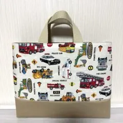 No.1136 小さめレッスンバッグハンドメイド 男の子 働く車 消防車 救急車