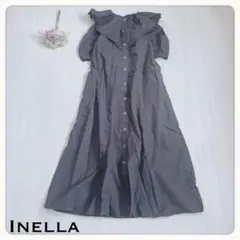 ♢INella イネラ フリル襟 シャツワンピース ロング丈 大人可愛い