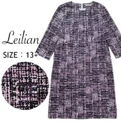 美品 Leilian 水彩画風ツイード調 ワンピース 大きいサイズ 13+のサムネイル