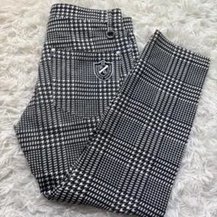 パーリーゲイツ　ストレッチパンツ　ロゴ刺繍　千鳥格子　白黒　4
