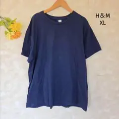 エイチアンドエム H&M Tシャツ［XL］半袖 クルーネック 無地 ネイビー
