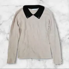 PROPORTION BODY DRESSING 長袖ニット ベージュ・ブラック