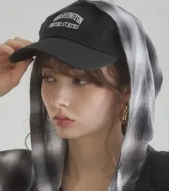 ワシントン刺繍 ブラックベースボールキャップ