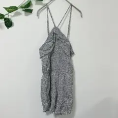 プッシュバイ 総柄 キャミロンパース L 白 黒 お出かけ用