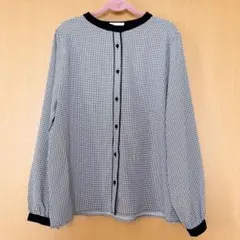 新品未使用 Honeys ハニーズ パイピングブラウス 千鳥柄 L