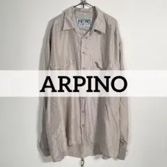 希少カラー 90s ARPINO 長袖シルクシャツ グレージュ系 絹 L