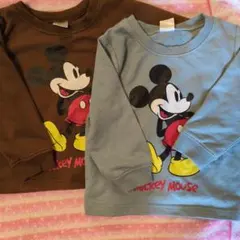 ディズニー ミッキーマウス 長袖カットソー 2枚セット
