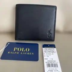 新品POLO RALPH LAUREN ポロラルフローレン二つ折り本革 ブラック