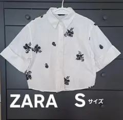 ZARA レディース 半袖シャツ Sサイズ　スパンコール　花　ホワイトのサムネイル