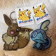 ポケモン イーブイ メッソン　ラインストーンキーホルダー2個set