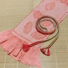 帯締め 帯揚げ ★ 金 赤 白 グラデーション 韓紅 美品a-1、2