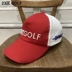23区 GOLF ニジュウサンクゴルフ キャップ フリー レッド×ホワイト