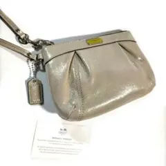 激レア コーチ アクセサリーポーチ 小物入れ リストレット 革 ラメ ゴールド