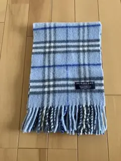 バーバリー　チェック マフラー 水色