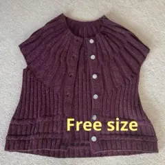 ニットベスト　半袖カーディガン　ニットカーディガン　リブ編みベスト　美品