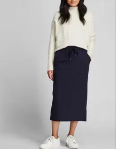 ユニクロ ボアスウェットスカート ブラック M シンプル 防寒 ドローストリング