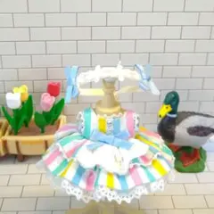 小さいサイズ♡春色ストライプのワンピース♡水色リボン♡メルカリ便♪