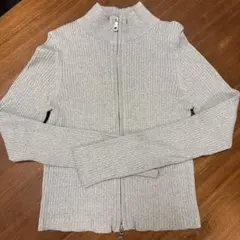 新品　未使用　グレー リブ編み 長袖ジッパーセーター