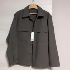 GU ダブルポケットシャツ ブラウン 長袖シャツ Mサイズ