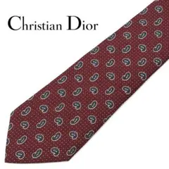 Christian Dior ネクタイ ペイズリー柄 ボルドー系