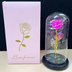 【未使用開封品】LED ガラスドームライト 薔薇 バラ 母の日 ピンク レッド