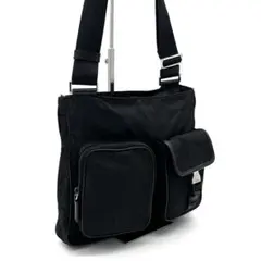 PRADA プラダ ナイロン レザー 斜め掛け ショルダーバッグ 黒 三角ロゴ